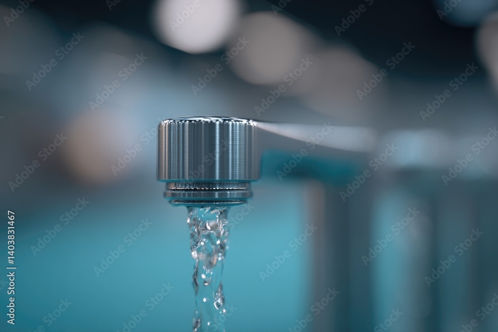 clear blue water flows through sleek filtration system with blurred people in background emphasizing innovation clear blue water flows through sleek filtration system with blurred people in background emphasizing innovation