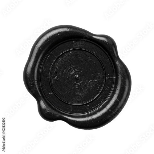black wax seal isolated on white, blank black wax seal	
