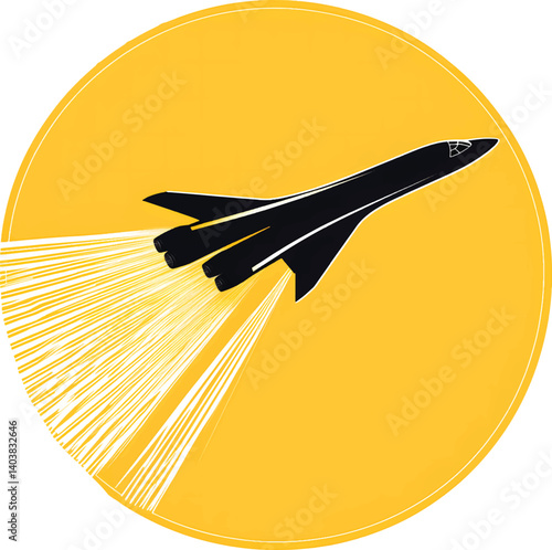 An isolated supersonic airliner on white background, vector, png, t-shirt design