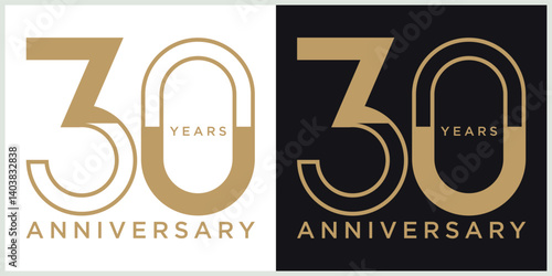 anniversary 30th logotype vector with brown and white color for special celebration day