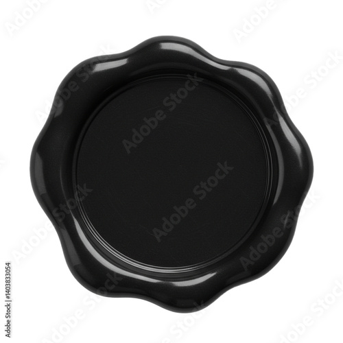 black wax seal isolated on white, blank black wax seal	
