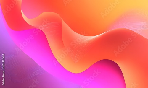 Abstract colorful waves with smooth gradients in shades of pink orange and yellow background design