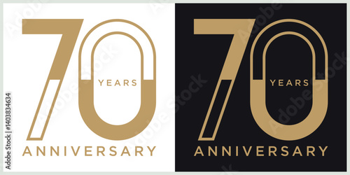 anniversary 70th  logotype vector with brown and white color for special celebration day