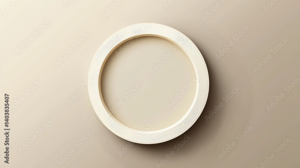 Round White Frame Mounted on a Neutral Wall, Showcasing Minimalist Design Aesthetics in Modern Interior Decoration Round White Frame Mounted on a Neutral Wall, Showcasing Minimalist Design Aesthetics in Modern Interior Decoration