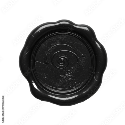 black wax seal isolated on white, blank black wax seal	
