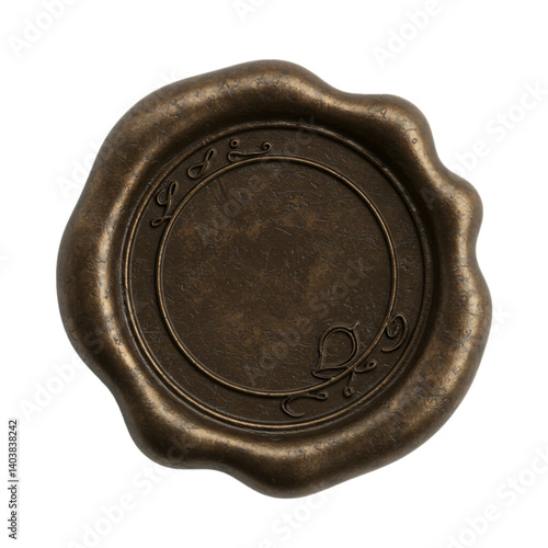 old wax seal isolated on white background