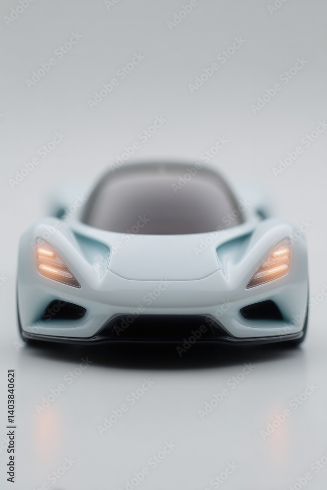 futuristic aerodynamic car model positioned centrally on large white backdrop emphasizing its sleek lines futuristic aerodynamic car model positioned centrally on large white backdrop emphasizing its sleek lines