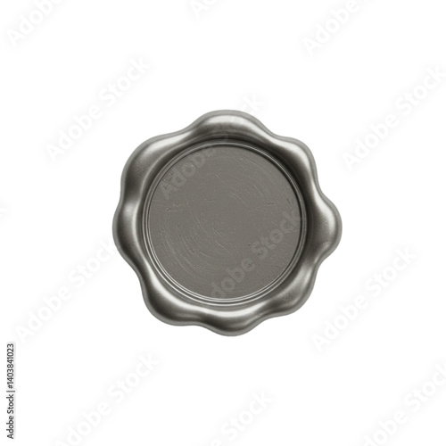 silver wax seal isolated on white, blank silver wax seal	