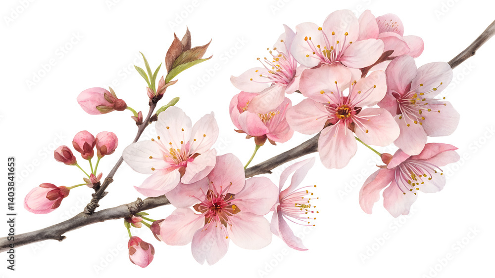 water color cherry blossom sakura branch of tree water color cherry blossom sakura branch of tree