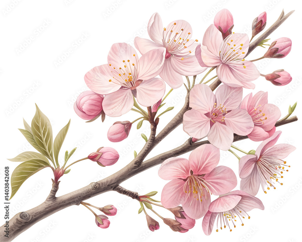 Obraz premium water color cherry blossom sakura branch of tree