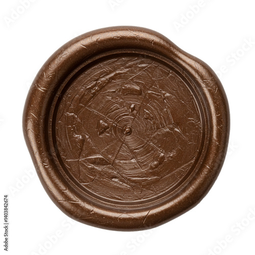 bronze wax seal isolated on white, blank bronze wax seal	
