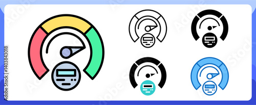 Performance and Indicator Multi Style Icon in Performance Strength and Management Vector Design
