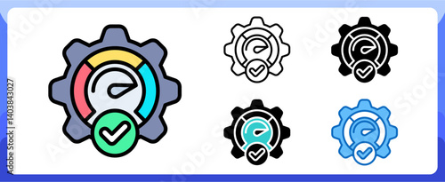 Performance Check Multi Style Icon in Performance Strength and Management Vector Design