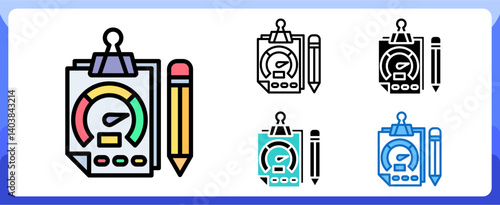 Performance Strategy Multi Style Icon in Performance Strength and Management Vector Design