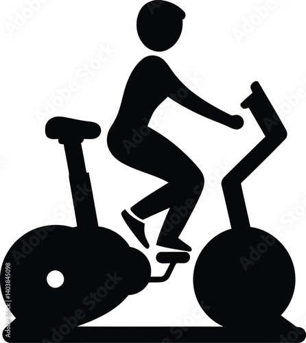 Black Silhouette Illustration of a Person Riding an Exercise Bike