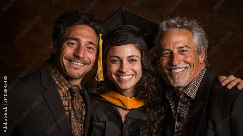 Fototapeta premium A young woman celebrating her graduation with her family