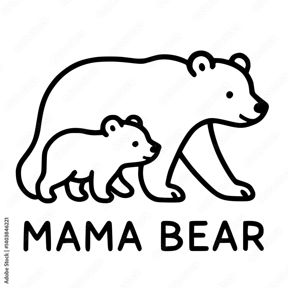 Obraz premium Mama Bear and Cubs Vector Illustration