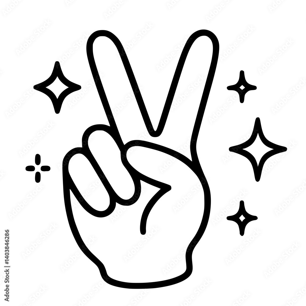 Obraz premium Hand Making Peace Sign Vector Illustration