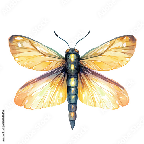 watercolor of Firefly Glowing In The Dusk, vector, isolated on a white background.