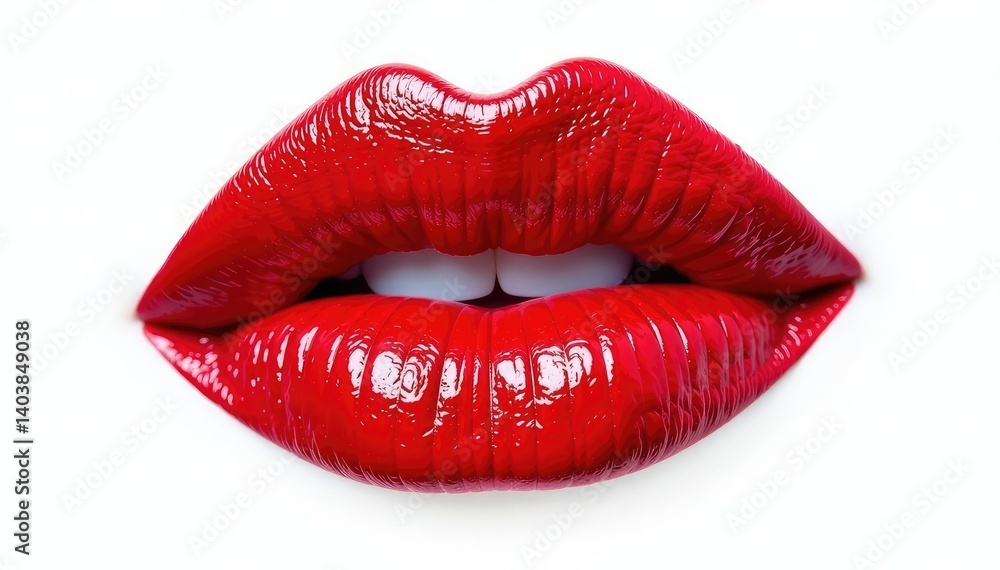 Intense red lipstick mark, isolated on pure white, intense, makeup, red Intense red lipstick mark, isolated on pure white, intense, makeup, red