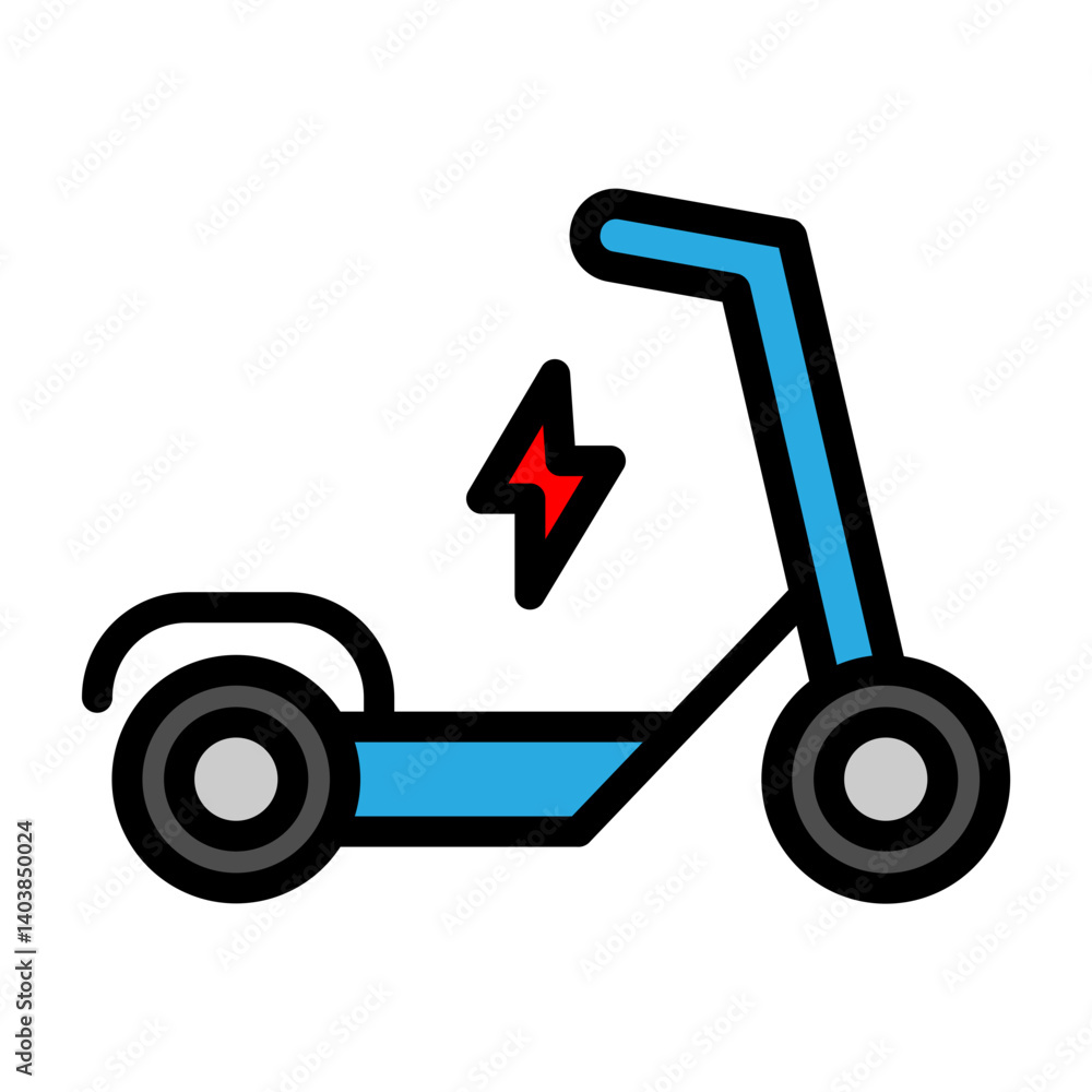 Electric Scooter Vector Filled Icon Design Electric Scooter Vector Filled Icon Design