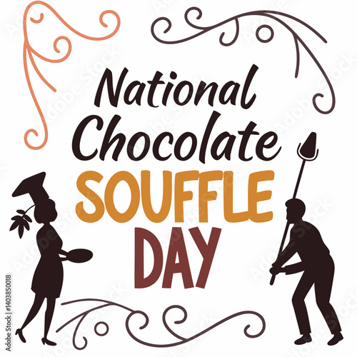Baking Celebration National Chocolate Souffle Day Vector Graphic Chef Baker Silhouettes