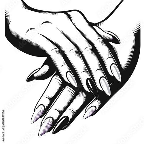 Elegant hands with stylish nails displayed in a close-up view  