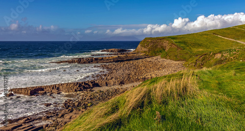 Atlantic Ocean Rocky Coastal Shoreline with Waves Crashing on Rocks