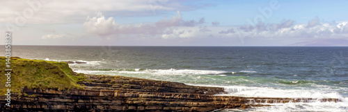 Atlantic Ocean Rocky Coastal Shoreline with Waves Crashing on Rocks