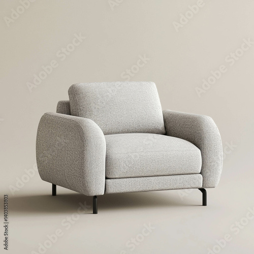 Obraz na płótnie A modern armchair in light gray color on a light beige background w salonie