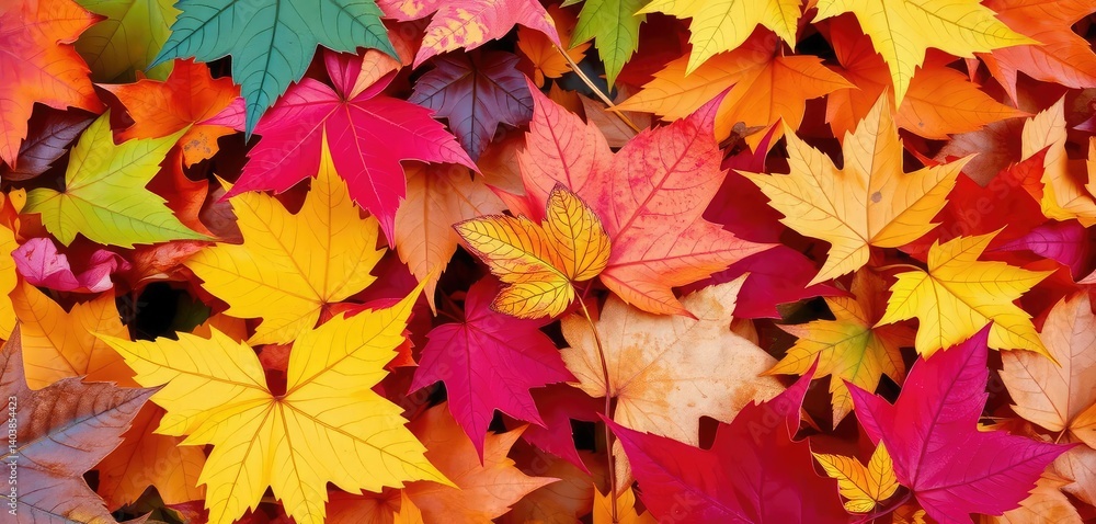 Close-up of a diverse collection of autumn leaves, woodland, gold Close-up of a diverse collection of autumn leaves, woodland, gold