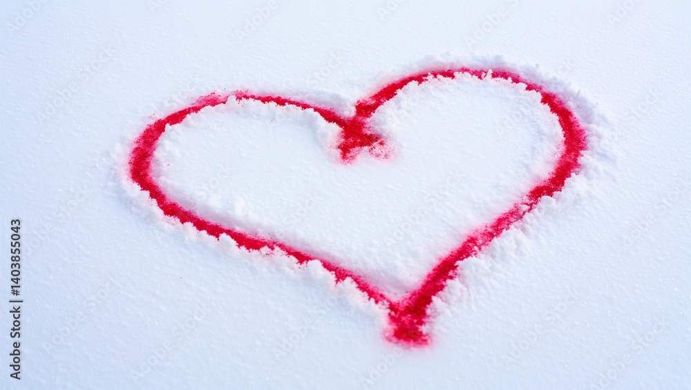 Red Heart Shape in Snow Background Red Heart Shape in Snow Background
