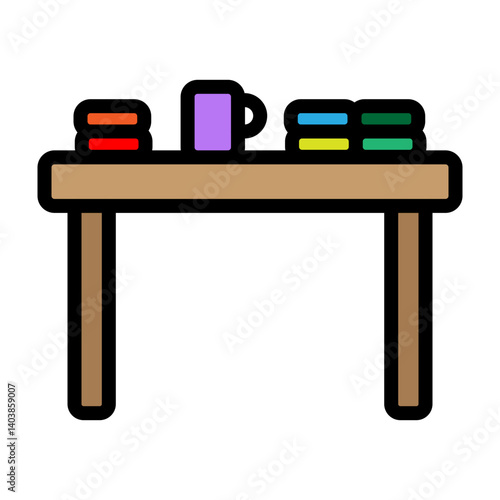 Messy Desk Vector Filled Icon Design