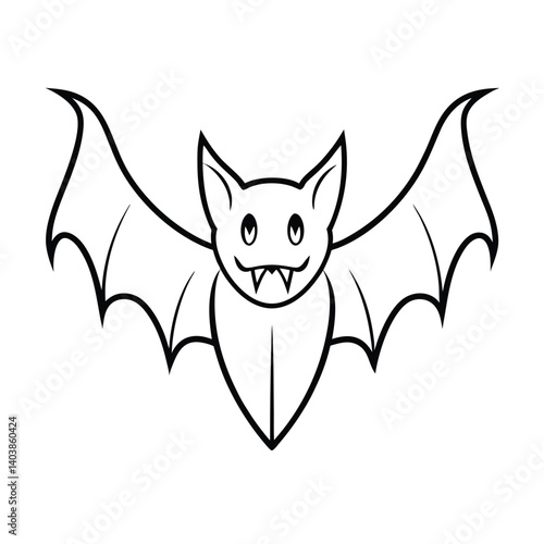 bat with fangs line art on white background.eps