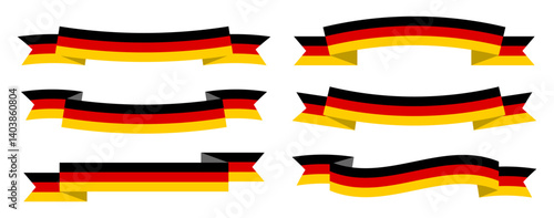 Set of german flags ribbons banners. Vector banner collection with wavy and straight styles for national holidays, independence day, political cvents, and celebration design elements.