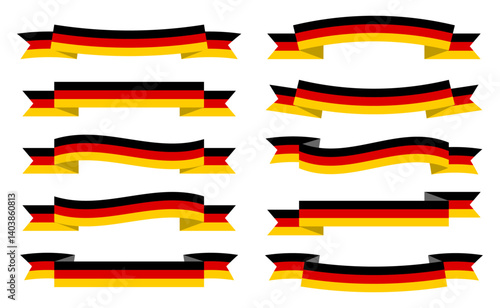 Set of german flags ribbons banners. Vector banner collection with wavy and straight styles for national holidays, independence day, political cvents, and celebration design elements.