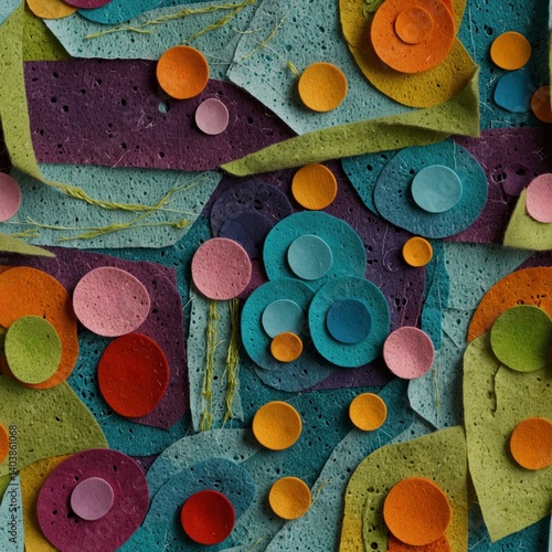 Seamless background of fabric applique, textured and colorful, perfect for craft and DIY designs.