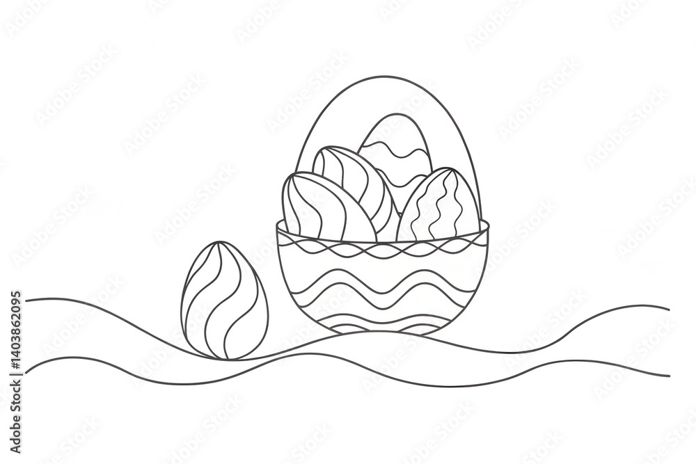 Fototapeta premium Easter Basket with Colourful Eggs and Daffodils: High-Resolution Spring Decor & Art