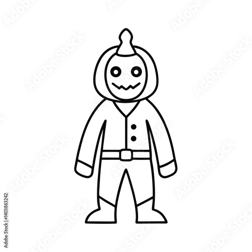 jack o  lantern costume line art on white backgrou.eps