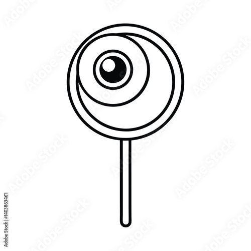 lollipop with eyeball design line art on white bac.eps