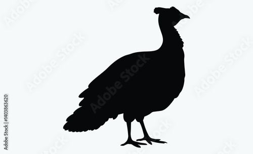 Turkey silhouette, black and white vector, wild bird outline, Thanksgiving turkey graphic, simple turkey illustration