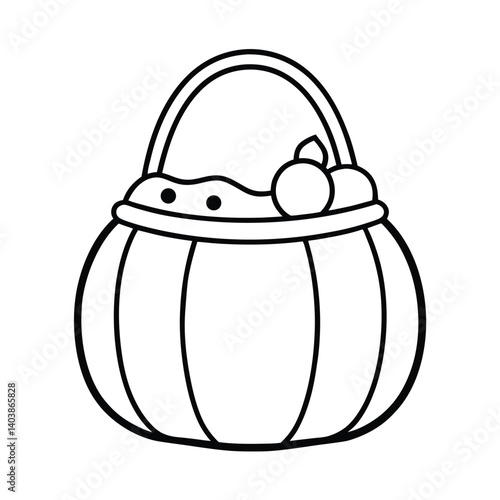 pumpkin candy bucket line art on white background .eps