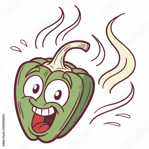 Spicy Red Pepper Steaming with Heat and Fiery Face – Bold and Fun Cartoon Vegetable Vector