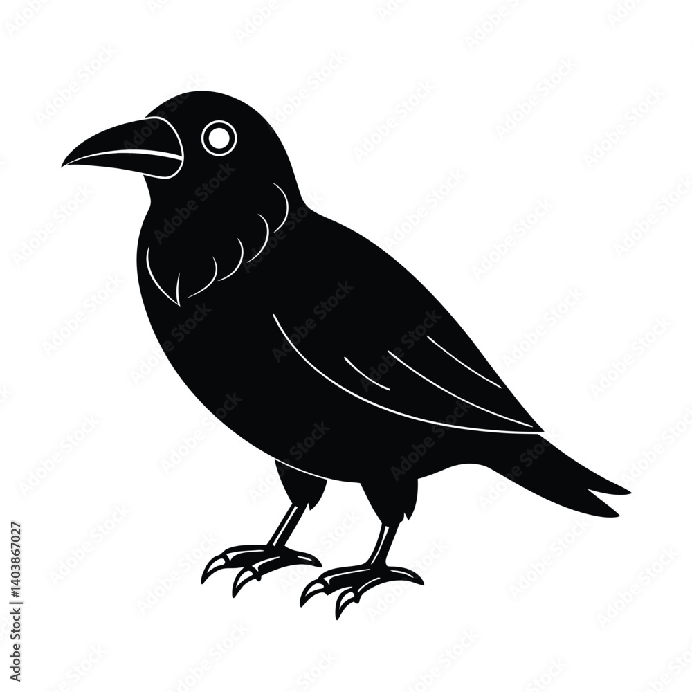 Fototapeta premium scary crow line art on white background (1).eps