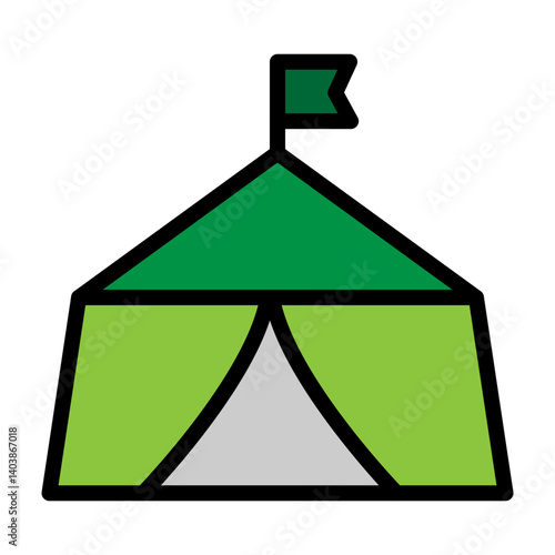 Glamping Tent Vector Filled Icon Design
