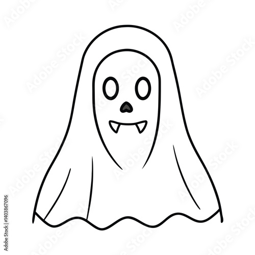 scary ghost face line art on white background.eps