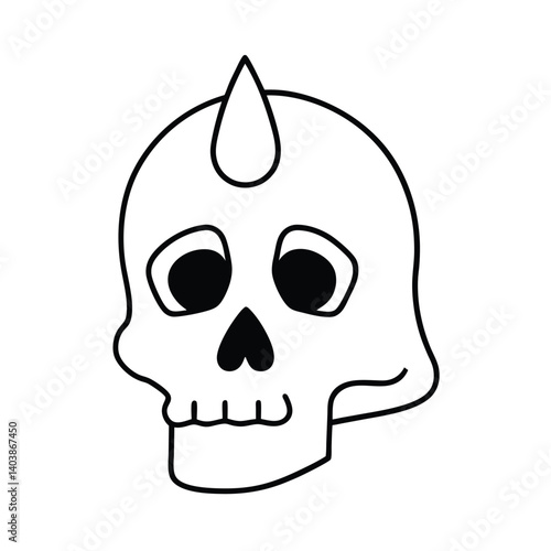 skull with candle line art on white background.eps