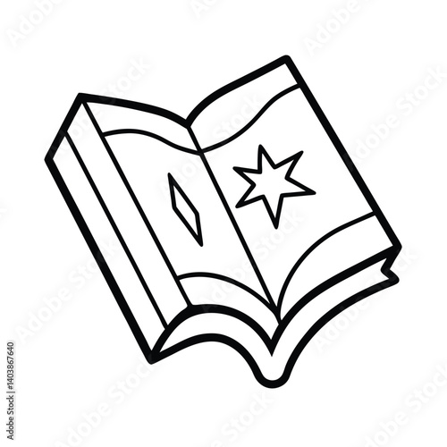 spell book line art on white background.eps