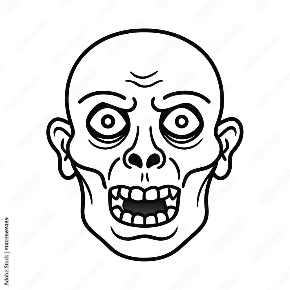 zombie face line art on white background.eps zombie face line art on white background.eps
