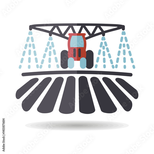 Tractor watering, soil and fertilizing field icon
